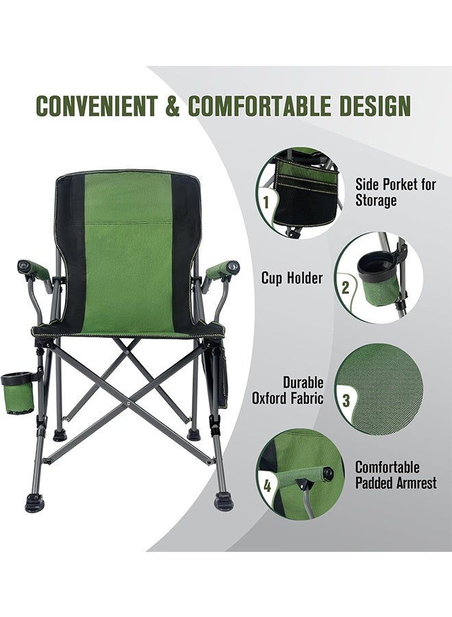 Beauenty Outdoor Portable Camping Chair, Lightweight Folding Camping Chair, Heavy Duty Support 145KG, High Back Padded Lawn Chair with Arm Rest Cup Holder and Portable Carrying Bag ﻿ (green) - Image 4